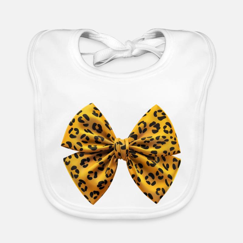 Chic Leopard Bow T-shirt Organic Baby Bibs