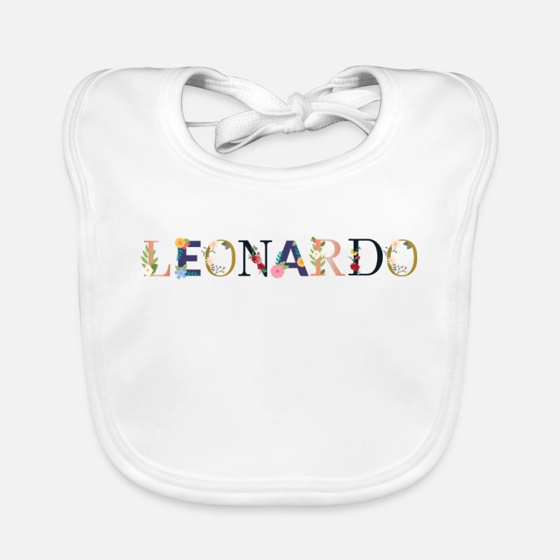 Le nom de LEONARDO décoré de fleurs Bavoir bio Bébé