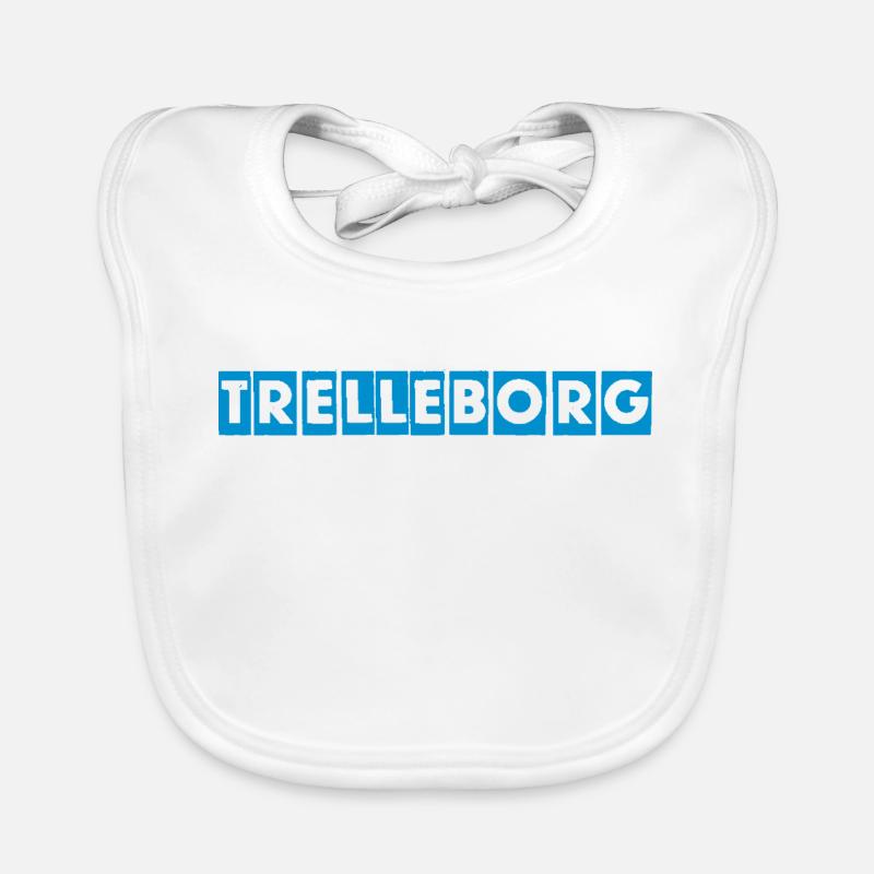 Trelleborg – Blaues Textdesign Baby Bio-Lätzchen