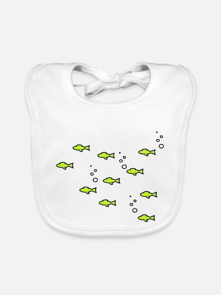 10 kleine Fische - Baby Bio-Lätzchen - Weiß - Vorne