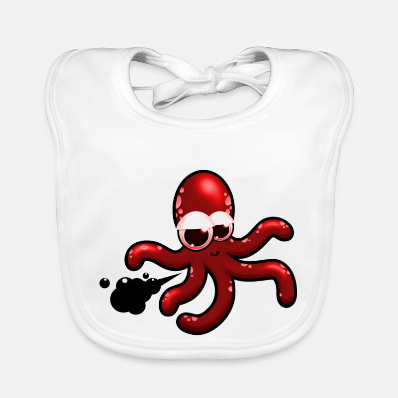 Tintenfisch Comic rot, Geschenkidee Baby Bio-Lätzchen