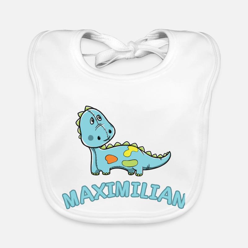 Dinosaurier lustig Kind Maximilian Geschenk Geburt Baby Bio-Lätzchen