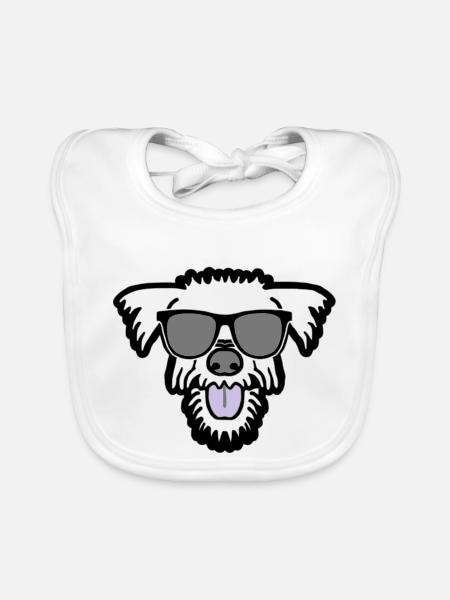 cool dog in the summer holidays - Organic Baby Bibs - white - Front