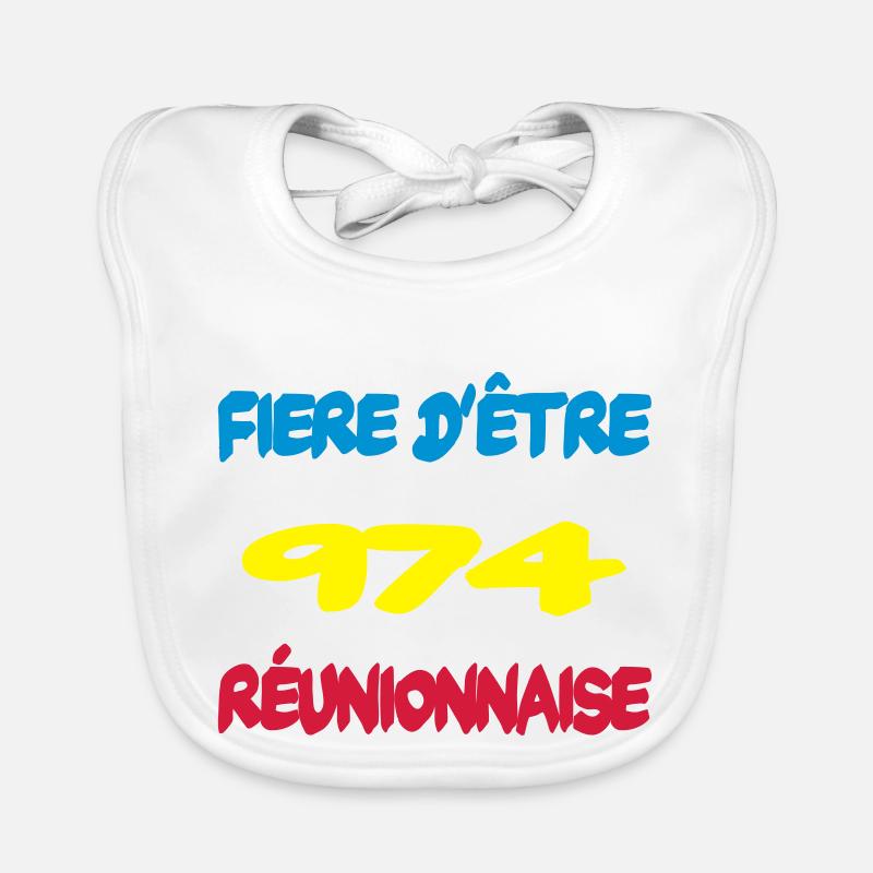 Fiere d'être reunionnaise - Bavoir bio Bébé - blanc
