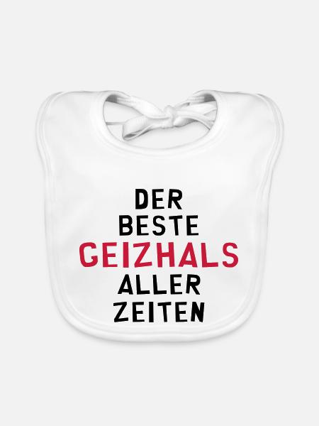 Geizhals - Geizkrägin - Geiz - Geizig - Geld - Baby Bio-Lätzchen - Weiß - Vorne