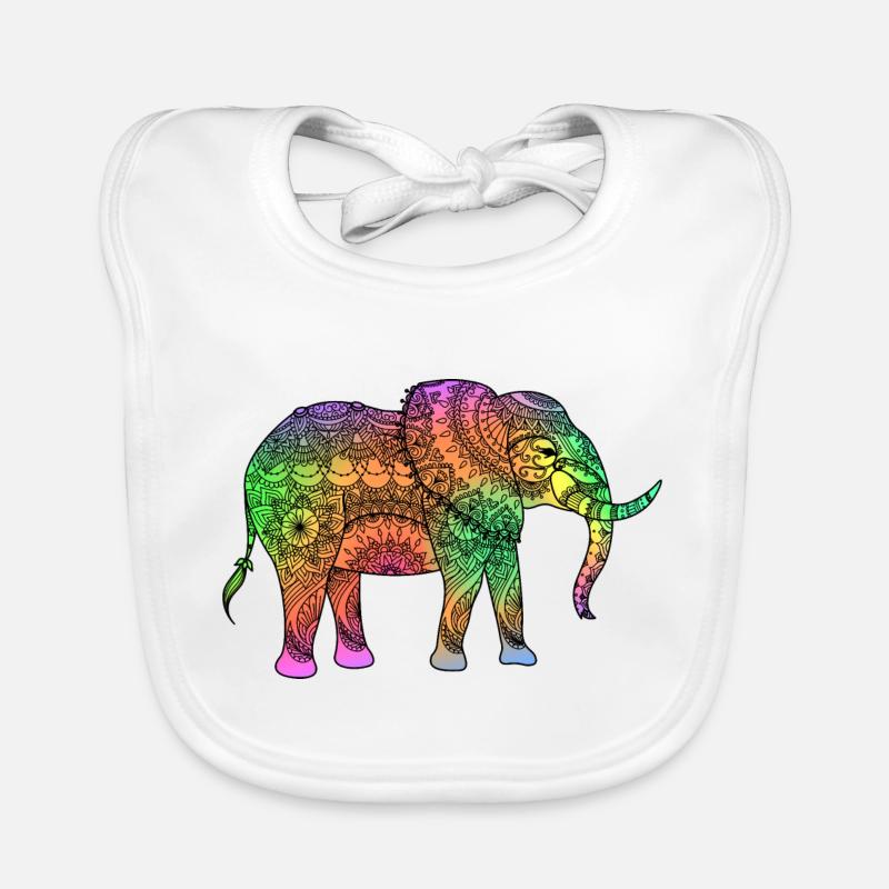 Spiritueller Elefant - Baby Bio-Lätzchen - Weiß