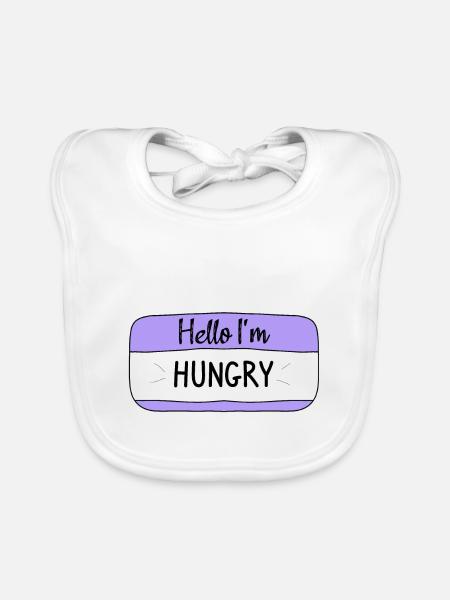 Hello im hungry, funny T-shirt - Organic Baby Bibs - white - Front