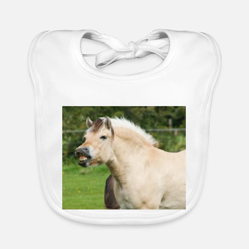 Cheval. Cheval. - Bavoir bio Bébé - blanc