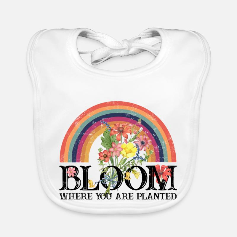 bloom where you are planted Rainbow Blooms Organic Baby Bibs