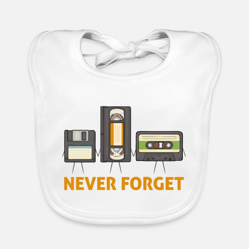 Never Forget Floppy Disk Video Tape Cassette Organic Baby Bibs