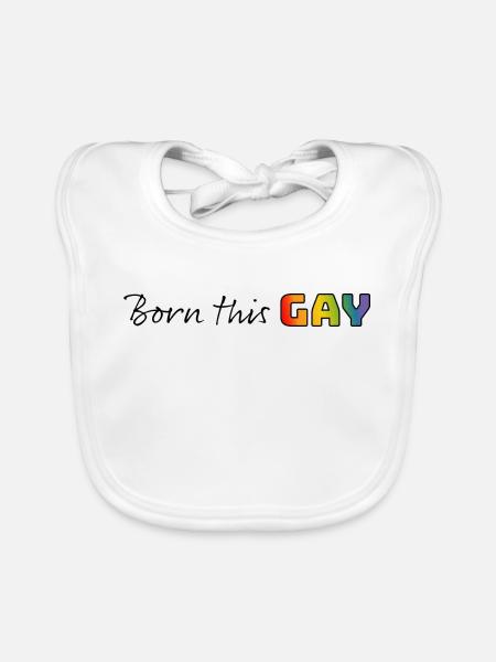 Rainbow né ce gay - Bavoir bio Bébé - blanc - Devant