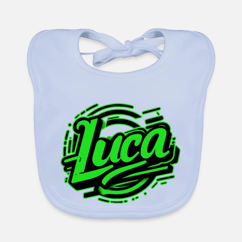 Luca Name Graffiti grün Baby Bio-Lätzchen