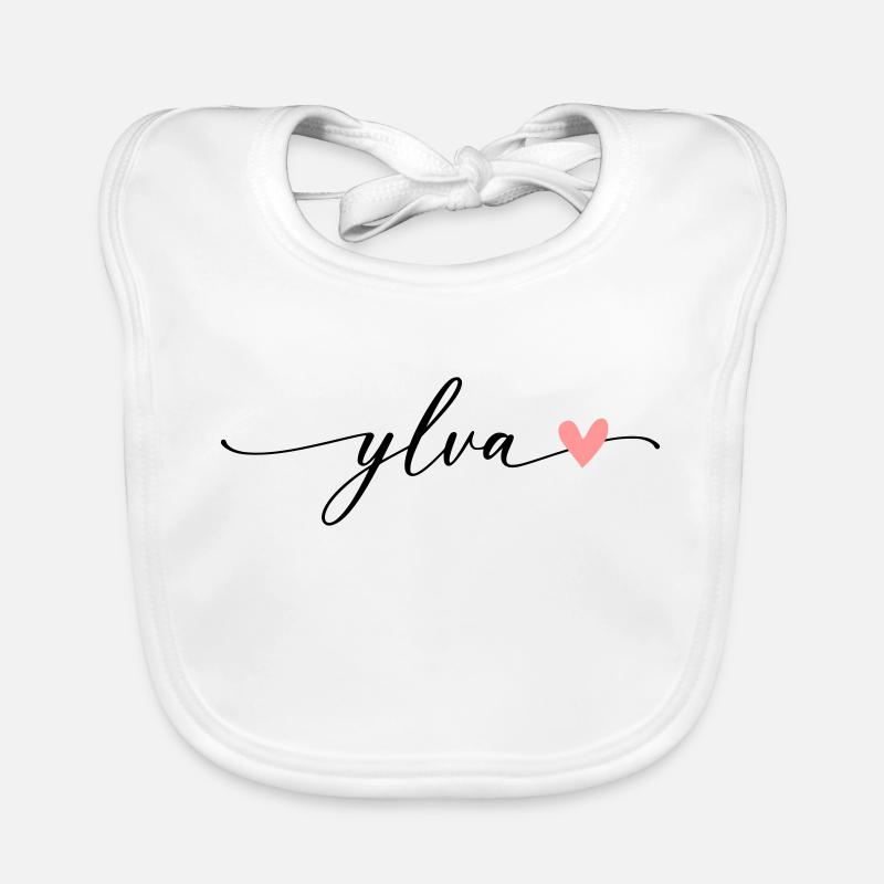 Police de calligraphie du nom Ylva Bavoir bio Bébé