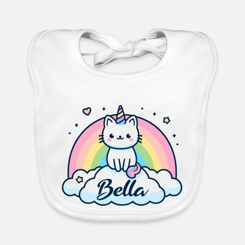 Bella Nom Prénom Licorne Chat Bavoir bio Bébé