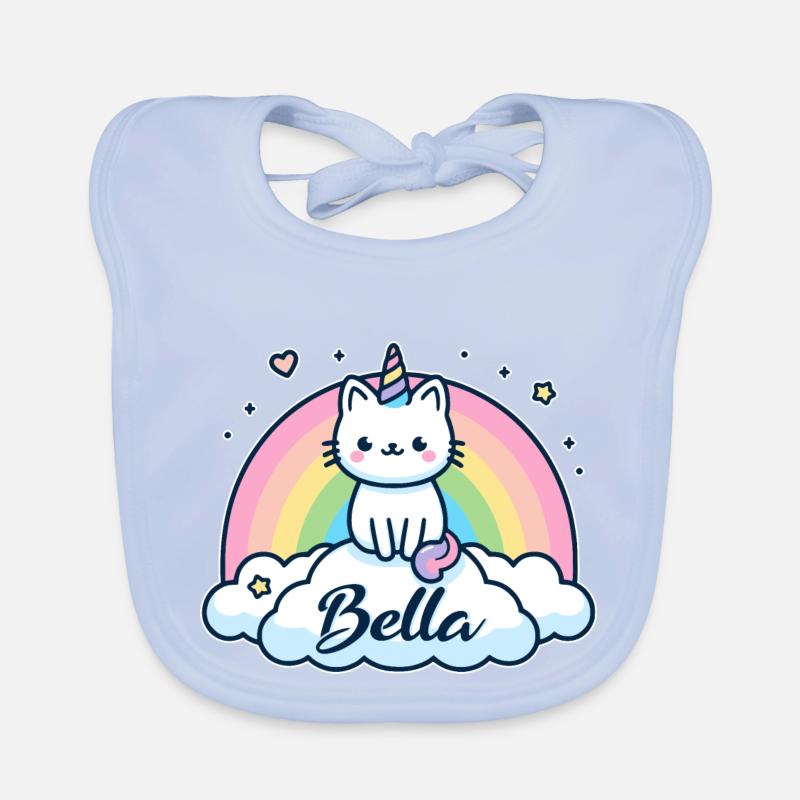 Bella Nom Prénom Licorne Chat Bavoir bio Bébé