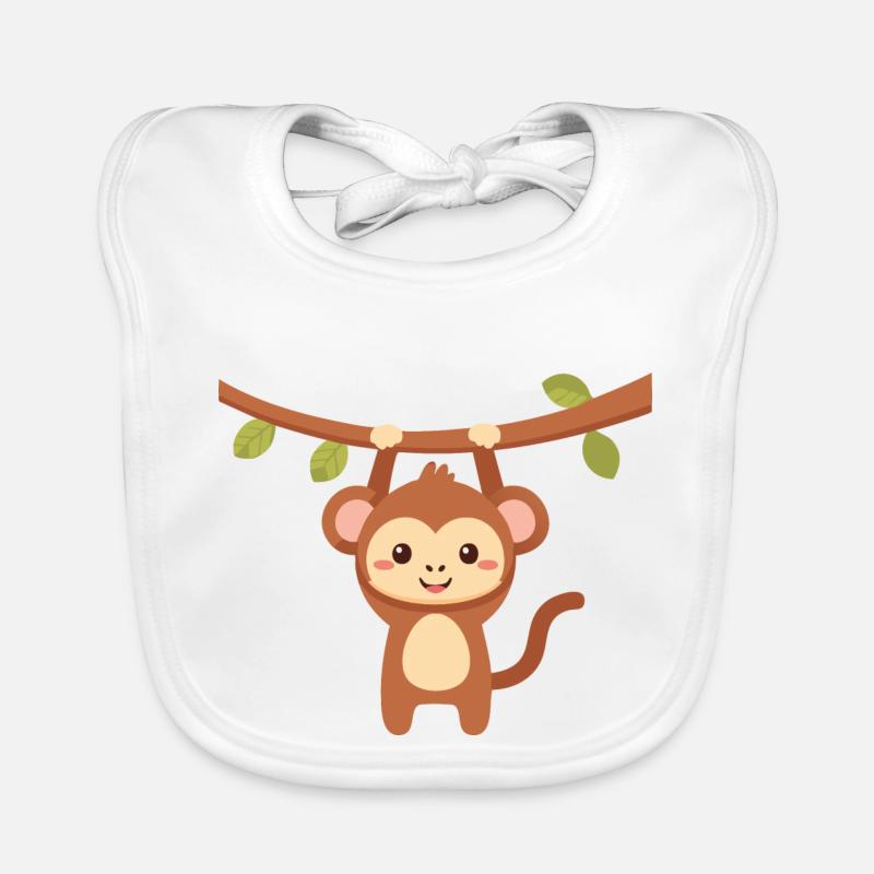 Monkey Design - Monkey Hanging on Tree Organic Baby Bibs