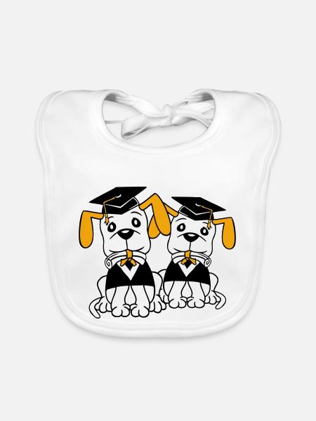 Dogs School Graduation Certificate Gymnasium College Abi - Organic Baby Bibs - white - Front