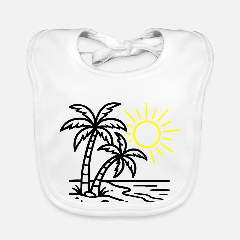 Island Palm Trees Beach Organic Baby Bibs