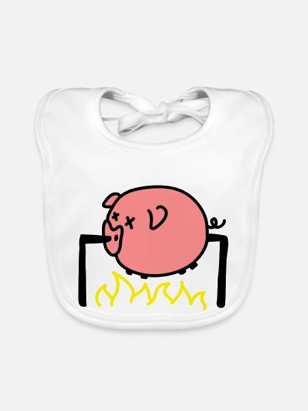 Porc Barbecue - Bavoir bio Bébé - blanc - Devant