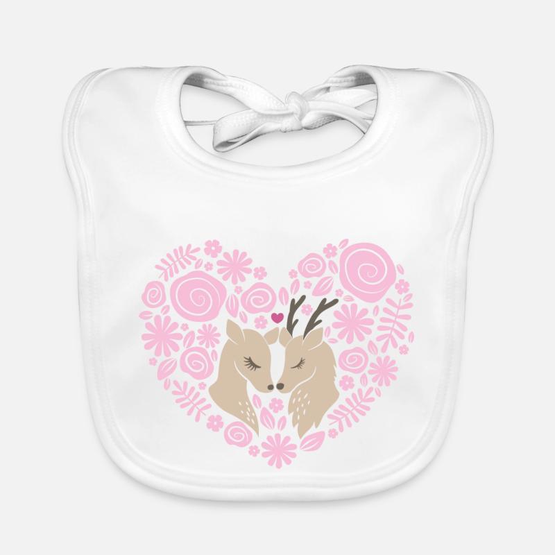 Deer love - Bavoir bio Bébé - blanc