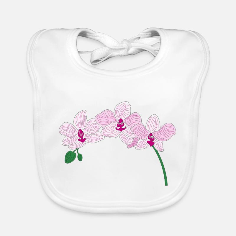 orchidée rose fleur Bavoir bio Bébé