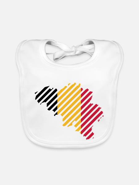 Striped Belgium country - Organic Baby Bibs - white - Front