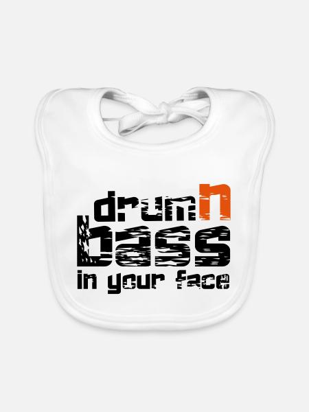 Drum'n'Bass Music Techno Bass Idée cadeau - Bavoir bio Bébé - blanc - Devant