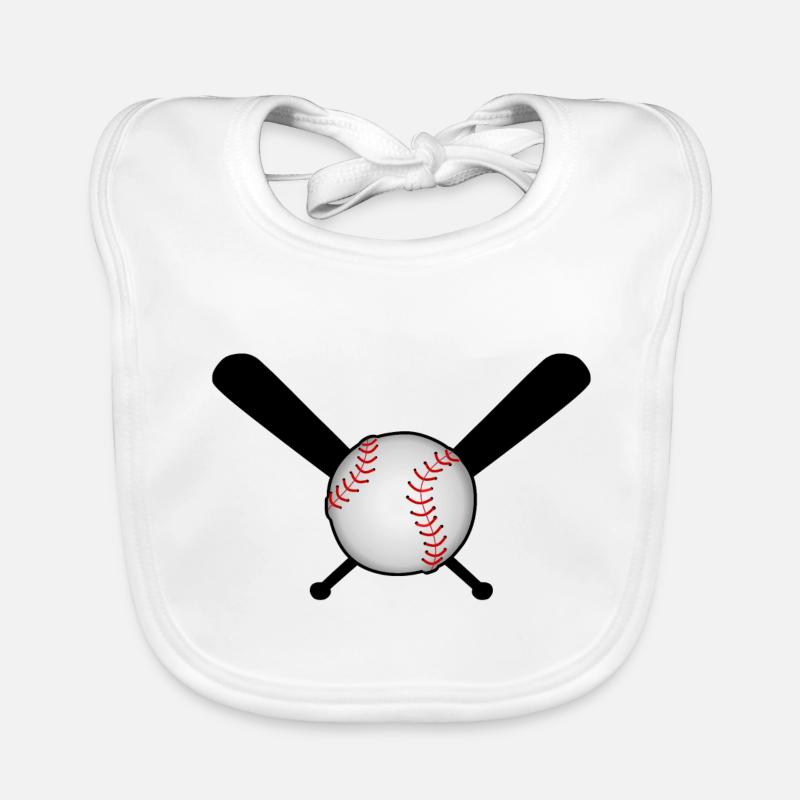 Baseball with baseball bat over cross Organic Baby Bibs