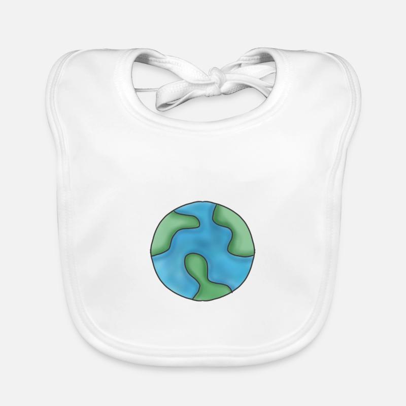 terre planète image logo conception graphique bleu vert mer Bavoir bio Bébé