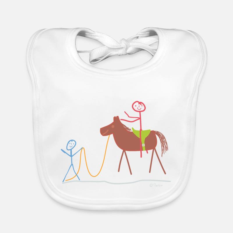 Riding instructor stick figure, equestrian sport horse work Organic Baby Bibs