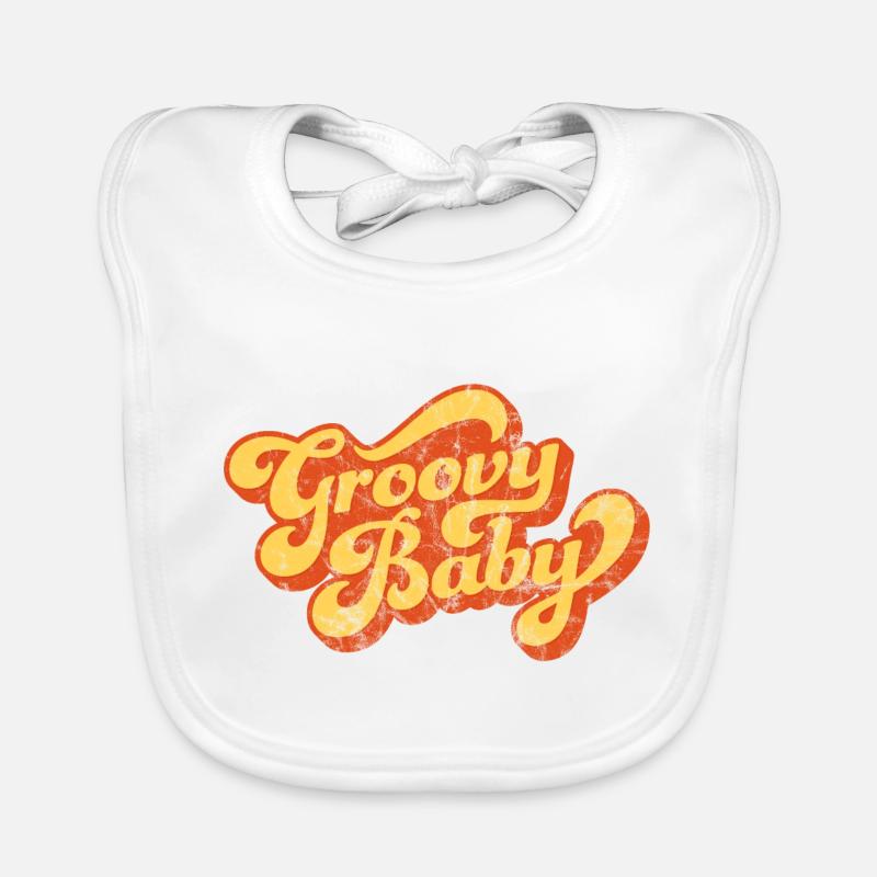 Groovy Baby - Design de Style Vintage - Bavoir bio Bébé - blanc