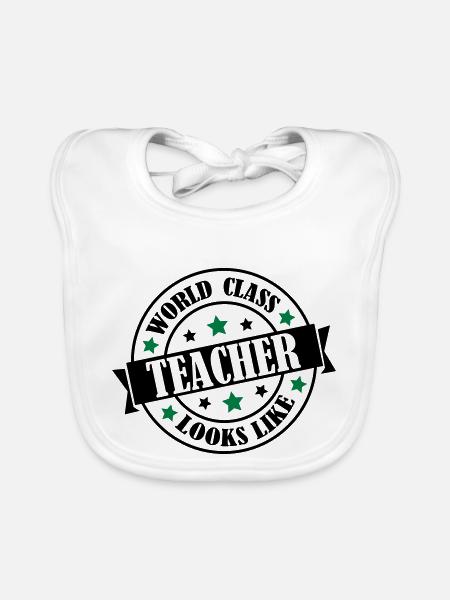 world_class_teacher_2 - Bavoir bio Bébé - blanc - Devant