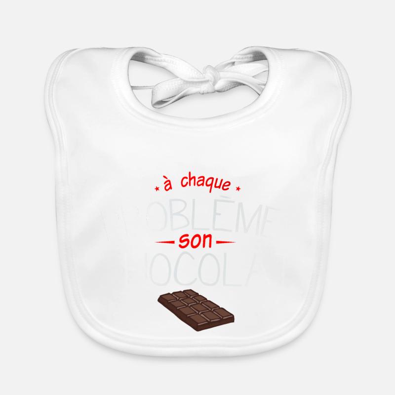 probleme chocolat humour tablette citation drole - Bavoir bio Bébé - blanc