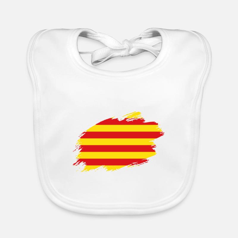 Drapeau de la Catalogne drapeau catalan - Bavoir bio Bébé - blanc