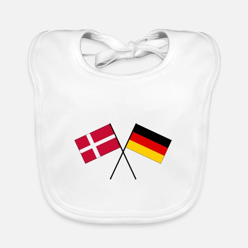 Danemark Allemagne drapeau croisé drapeau - Bavoir bio Bébé - blanc