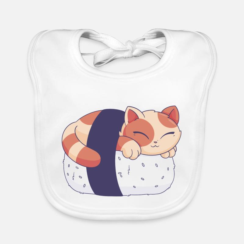 HQshirts Sushi Katze Niedlich Baby Bio-Lätzchen
