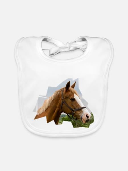Horse. Horse. - Organic Baby Bibs - white - Front