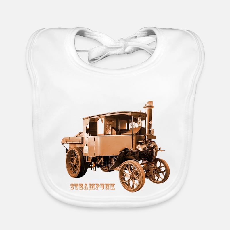 Tractor Tractor Steampunk Gear Retro Technology Organic Baby Bibs