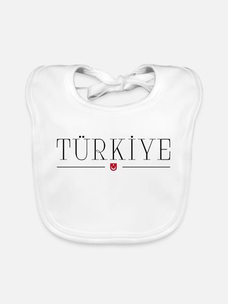 Türkiye Turquie Turquie Ailes et croissant de lune - Bavoir bio Bébé - blanc - Devant