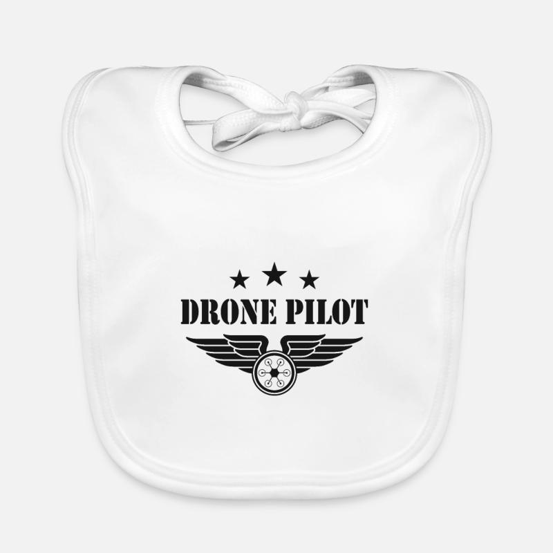 Drone Pilot - Drohnenpilot Emblem Abzeichen - Baby Bio-Lätzchen - Weiß