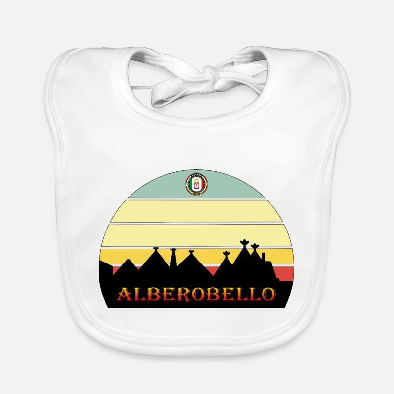 Alberobello trulli Pouilles - Bavoir bio Bébé - blanc