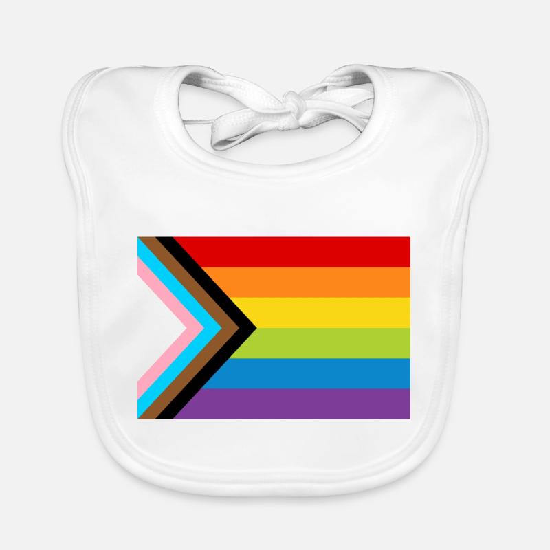 Drapeau de la fierté LGBT / Nouveau drapeau de progrès arc-en-ciel Bavoir bio Bébé