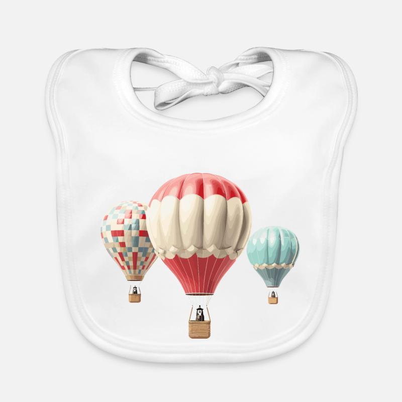 Montgolfières - Bavoir bio Bébé - blanc