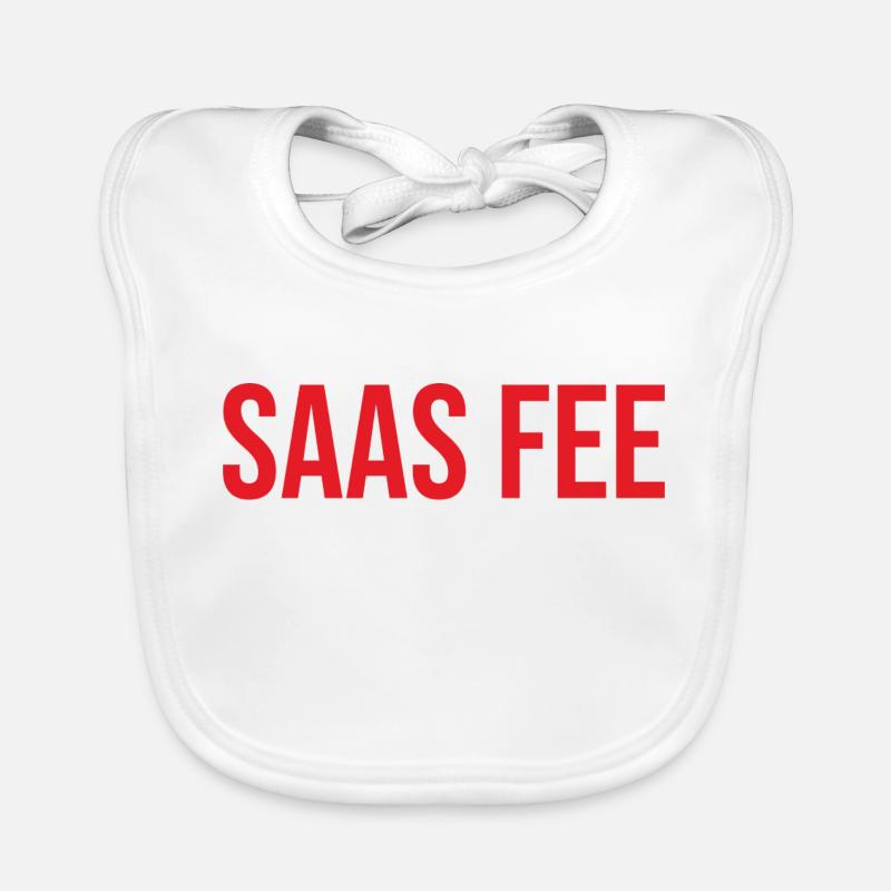 Saas Fee Snowboard Sweater for Snowboard Fee - Organic Baby Bibs - white