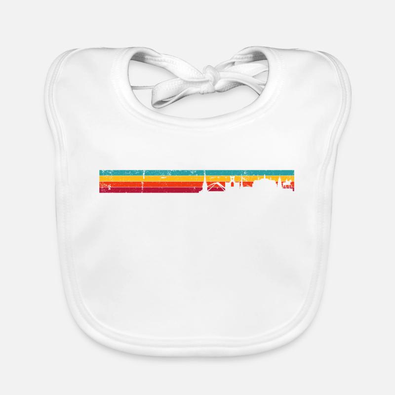 Sunset Skyline Rainbow Stripes Organic Baby Bibs