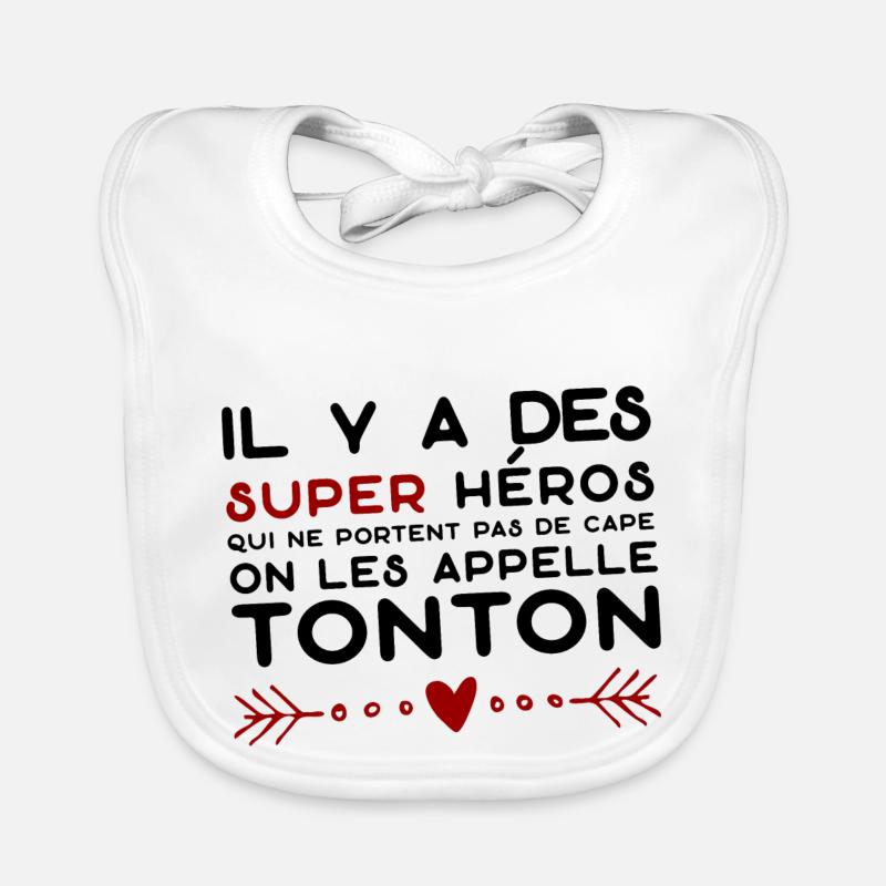 tonton super héros cadeau tonton - Bavoir bio Bébé - blanc