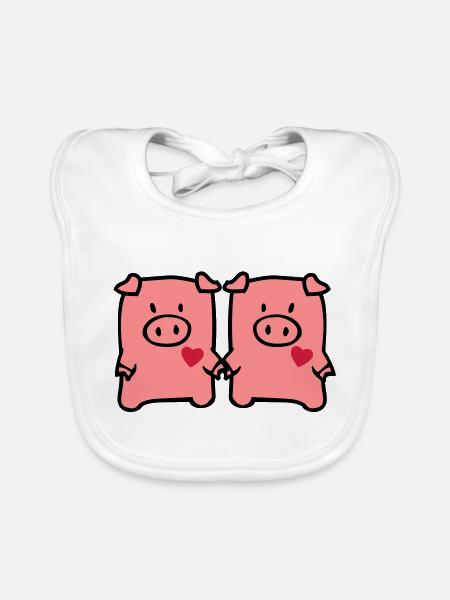 two cute pigs - Organic Baby Bibs - white - Front