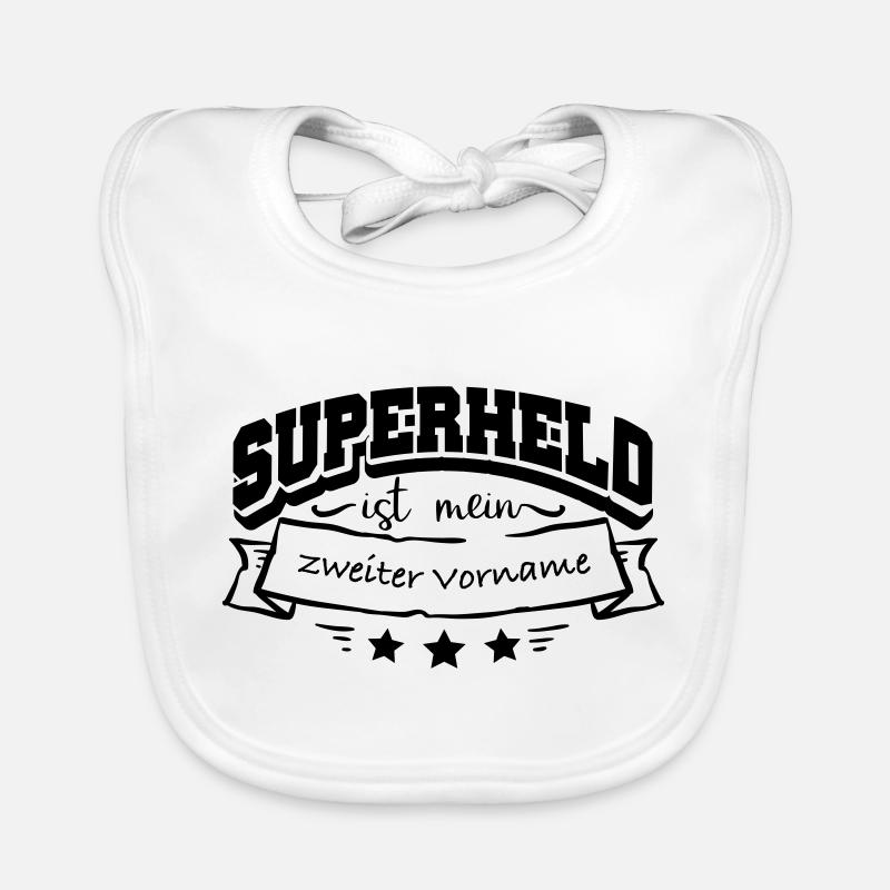Vorname Superheld - Baby Bio-Lätzchen - Weiß