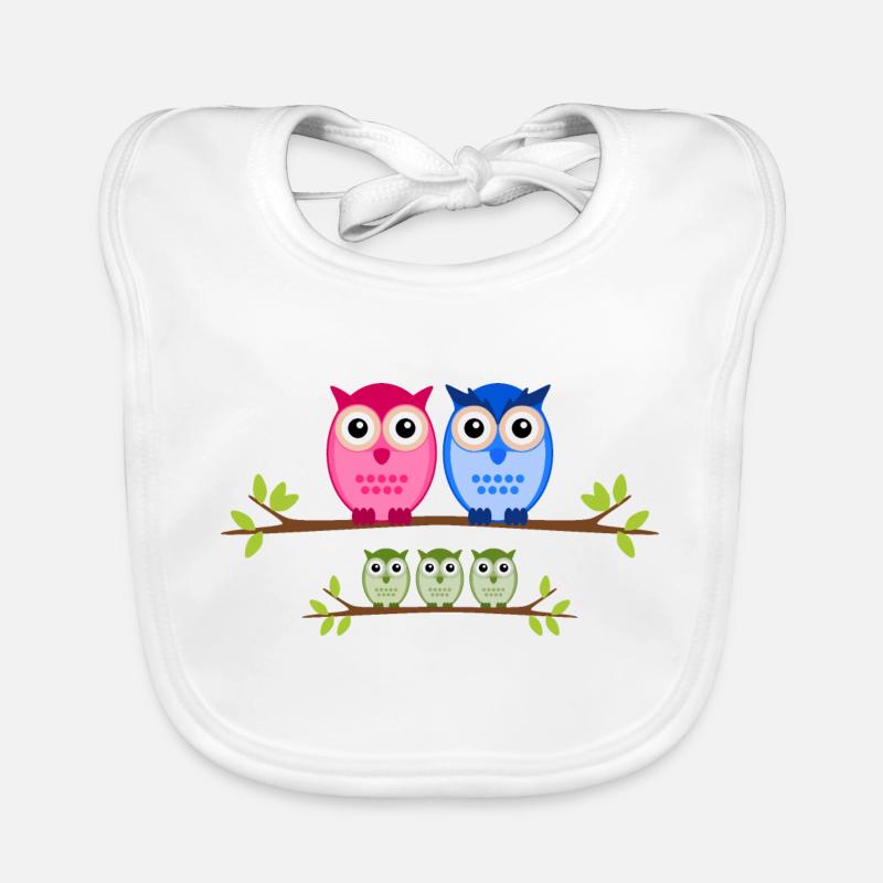 Hiboux triplés Bavoir bio Bébé