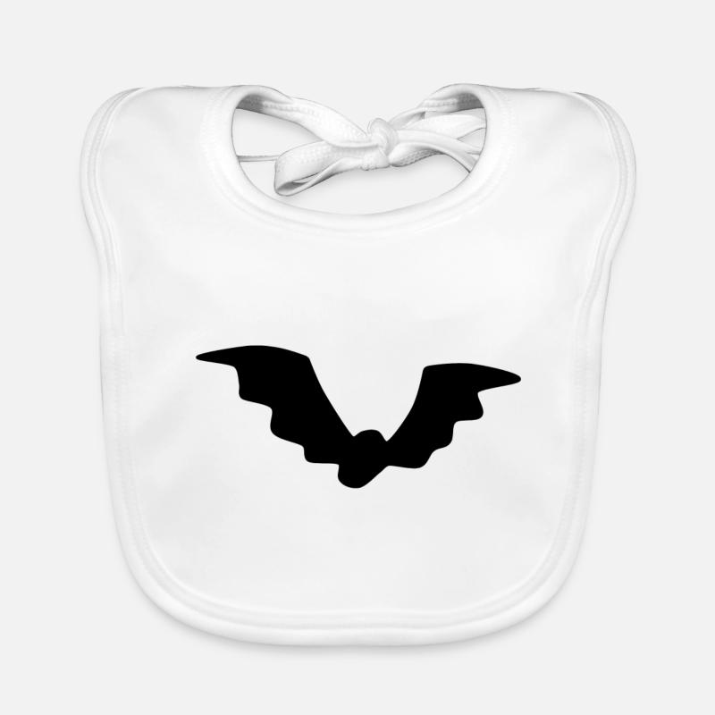 Fledermaus schwarz comic silhouette vampir geschen - Baby Bio-Lätzchen - Weiß